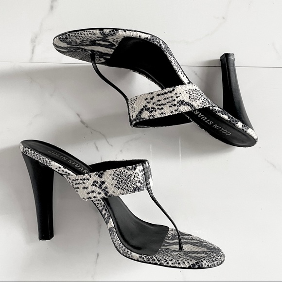 Colin Stuart snakeskin leather heeled mules sandals 9M - Picture 8 of 8